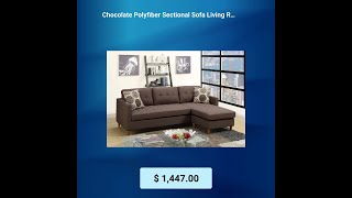 Chocolate Polyfiber Sectional Sofa Living Room Furniture Reversible Chaise Couch Pillows Tufted B [upl. by Chap]