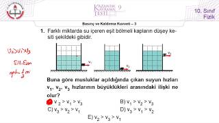 10Sınıf MEB Fizik Kazanım Kavrama Testi9 Basınç ve Kaldırma Kuvveti3 20192020 [upl. by Surtemed]