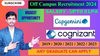 Capgemini Recruitment 2024 for Freshers  Cognizant Recruitment 2024  Biggest Opportunity  Jobs [upl. by Honora]