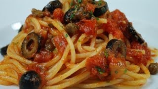 Spaghetti alla puttanesca italian traditional recipe [upl. by Ebaj789]