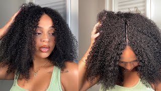 No Leave Out No Lace I Part Curly Wig Easy Install  ILikeHair [upl. by Horbal905]