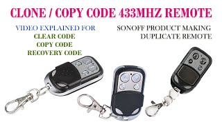 Copy  Clone remote duplicator 433Mhz Copy code Clear code and Recovery code method instructions [upl. by Elwee600]