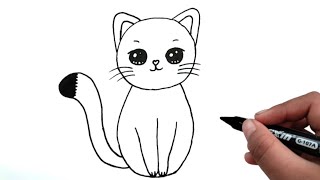 How To Draw Cat Very Very Easy  Cat Drawing For Kids [upl. by Darum]