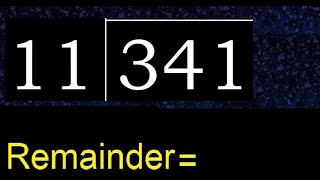 Divide 341 by 11  remainder  Division with 2 Digit Divisors  How to do [upl. by Neik]