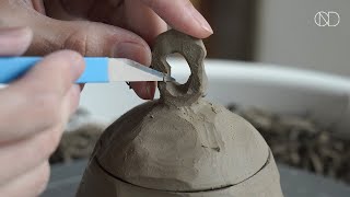 물레로 만드는 비정형 도자기 합  Making a ceramic covered box ONDO STUDIO [upl. by Marilee]