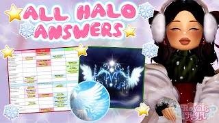 🎄ALL HALO ANSWERS✨ FOR GLITTERFROST 2024 HALO  Royale High Glitterfrost [upl. by Aihpled]