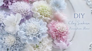 【DIY】100均樹脂粘土でスカビオサの作り方How To Make Clay Scabiosa Pincushion Flower [upl. by Annyrb]