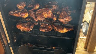 Smoked Chicken Quarters on the PitBoss Vertical Smoker [upl. by Menzies128]