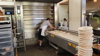 Tartine Manufactory  Baking process High hydration sourdough bread Heuft oven [upl. by Stanislas833]