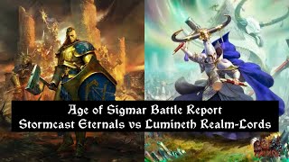 Warhammer Age of Sigmar Battle Report  Stormcast Eternals vs Lumineth RealmLords [upl. by Nahtnoj]