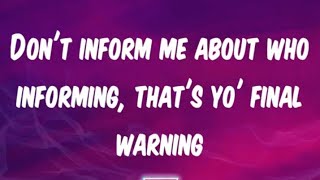 NLE Choppa  quotFinal Warningquot lyrics HQ amp HD [upl. by Riti]