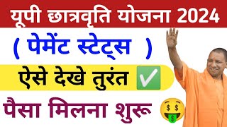 यूपी छात्रवृति योजना 2024  पैसा मिलना शुरू 🤑 अपना पेमेंट स्टेट्स ऐसे चेक करें  Upnews [upl. by Bocoj]