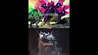 SHIMO VS BRONTIKENS APATOSAURUS godzillaxkongthenewempire dinosaurking monsterverse [upl. by Darell]