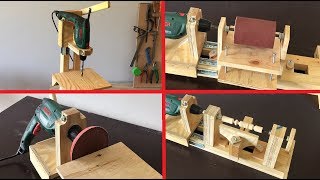 Homemade 4 in 1 Drill Press  Thickness Sander  Mini Lathe  Disc Sander   4 İn 1 Sütun Matkap [upl. by Pulchi]