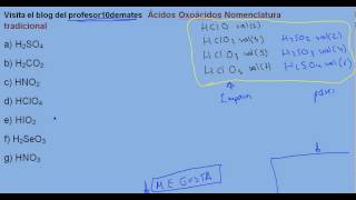 Formulación inorgánica 54 Ácidos Oxoácidos Nomenclatura tradicional truco perreril ejercicio a [upl. by Queston]