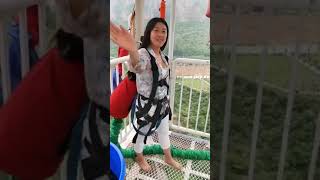 Bungee Jumping With Rope They Are Beautiful And Brave😂funny extreme [upl. by Sabanrab]