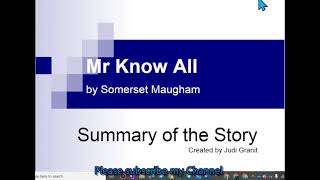 Mr Know All summary in Hindi  by WSomerset Maugham [upl. by Milicent768]