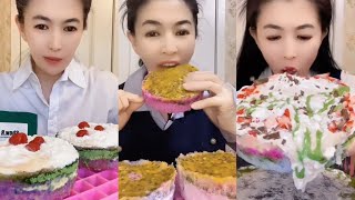 SHAVED ICE CAKES ASMR  MILK POWDER PASSION FRUIT amp MATCHA ICE EATING [upl. by Peednama]