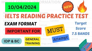 ielts general reading practice test 2024 with answers  10042024 [upl. by Eddina700]