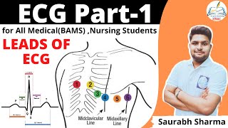 ECG Part 1st Electrocardiography Leads in Hindi  for Medical BAMS Nursing  Pharmacy Students [upl. by Addison]