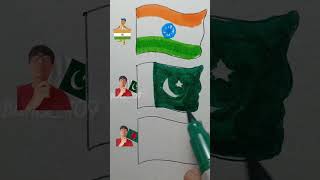 🇮🇳 India 🇵🇰 Pakistan 🇧🇩 Bangladesh flag drawing independence day specialart shorts trending [upl. by Ecirtnas211]