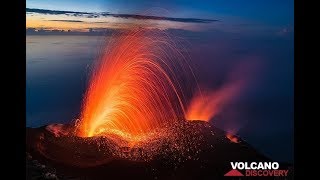 Stromboli volcano Italy erupts in spectacular fireworks  January 2019 [upl. by Auqinat993]