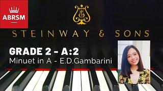 OFFICIAL 20212022 ABRSM Grade 2 A2 Minuet in A Gambarini [upl. by Gris90]