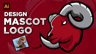 Adobe Illustrator Tutorial How to Design Mascot Logo  Draw Goat Vector Mascot Logo  Hiru Designs [upl. by Arsuy756]