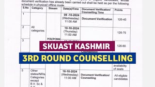 SKUAST KASHMIR UG 3RD ROUND COUNSELLING NOTIFICATION [upl. by Kcirrem]