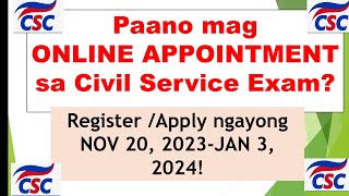 Paano mag online appointment sa CSC EXAM 2024 [upl. by Lazaruk]