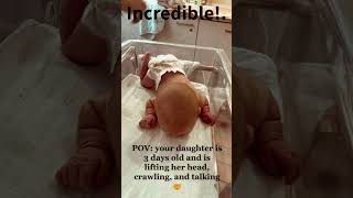 ❤️Incredible 3 Day Old Baby Lifting Her Head❤️ strongbaby incredible shorts [upl. by Jeconiah]