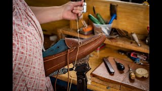 Handsewing the Freeman Slippers in Lewiston Maine [upl. by Abigael376]