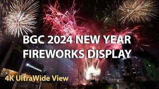 BGC Fireworks Display 2024 New Year Countdown Manila NYE 4K Bonifacio Global City Taguig Philippines [upl. by Pantheas]