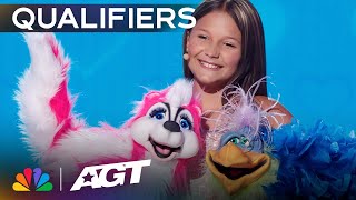 Kid ventriloquist Brynn Cummings performs mindbending mentalism  Qualifiers  AGT 2023 [upl. by Asiela980]