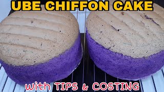 UBE CHIFFON CAKE at 148 pesos with Tips amp Complete Costing  Negosyo Recipe [upl. by Allison]