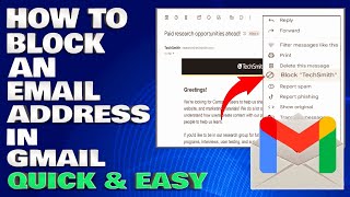 How To Block An Email Address in Gmail Account  Quick and Easy Guide [upl. by Elleiand]