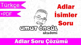 Türkçe  TYT  Sözcük Türleri  Adlar  İsimler  Soru Çözümü  PDF [upl. by Gaile74]