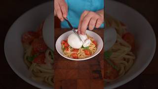 Pasta al basilico pomodoro parmigiano e burrata 🤤 Lionfieldshorts italianfood [upl. by Tamanaha]