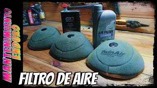 ✅ Como LIMPIAR y ENGRASAR FILTRO de AIRE moto ENDURO  Mantenimiento moto enduro 2t [upl. by Omiseno]