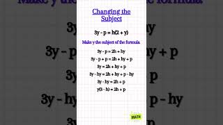 Changing the subject of the formula shorts short ytshorts shortvideo maths algebra trending [upl. by Esyak613]