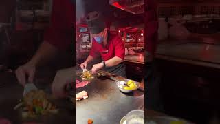 THIS HIBACHI CHEF IS A PROFESSIONAL MEAT BEATER 😱😂 gnb shorts food [upl. by Annaul]