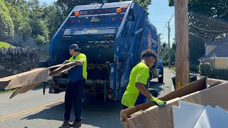 Fast Republic Services Garbage Truck Packing Heavy Recycling [upl. by Ochs658]