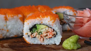 Easy Surimi Masago Sushi Rolls Recipe  Homemade Sushi Tutorial [upl. by Bautram]