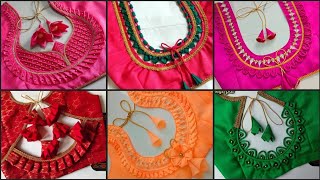 intricate south indian embroidery back neck patterns unique south indian blouse design ideas [upl. by Wheaton]