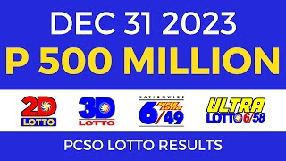 Lotto Result December 31 2023 9pm PCSO [upl. by Deaner]