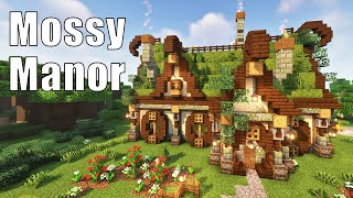 Minecraft Mossy Manor House tutorial  Fantasy Moss Cottage build [upl. by Aenal]