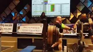 820 LB BENCH PRESSJOHN COURTENAYWORLD RECORD 2015 APA NATIONALS [upl. by Drucy]