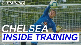 Kepa Arrizabalaga  Incredible Training Saves On First Day  Inside Training  Chelsea FC [upl. by Adnylam]