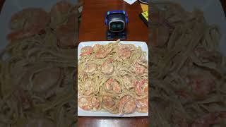 The shrimp Alfredo fettuccine that we made me and Emo super delicious [upl. by Biagi435]