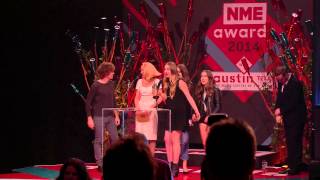 NME Awards 2014  Haim Accept Best International Band [upl. by Ezara]